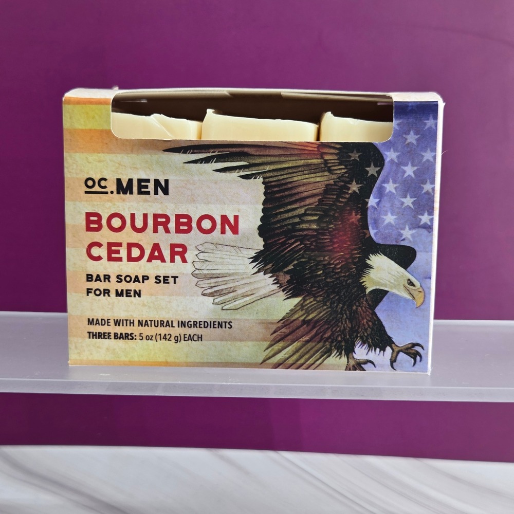OC Men Bar Soap Set‎ Mens 15oz Bourbon Cedar Natural Organic Triple Milled USA
